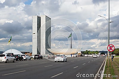 Architectural detail of the Exio Monumental in Brasilia, capital of Brazil Editorial Stock Photo